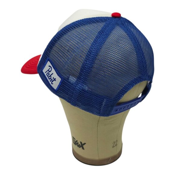 Pabst Blue Ribbon Beer Mesh Foam Snapback Cap Trucker Baseball Logo Patch Hat - Picture 11 of 14